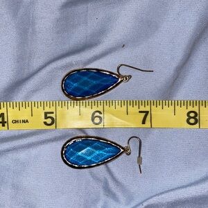 Blue teardrop gold earrings